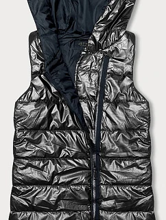 Dámská vesta v grafitové barvě s asymetrickým zipem model 18942031 - J.STYLE