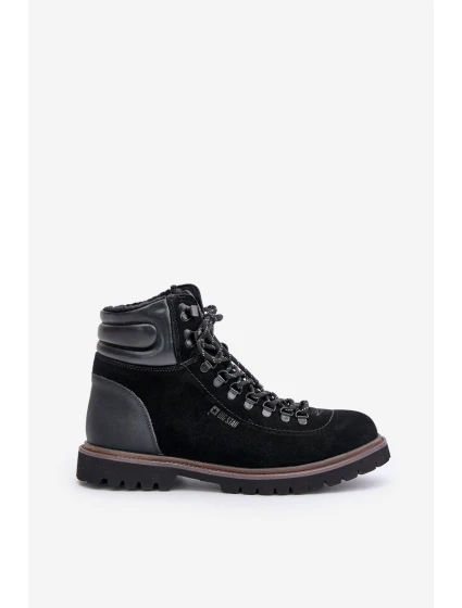 Zamszowe Ocieplane Botki Trapery Męskie Big Star OO174643 Hi-Poly System Czarne