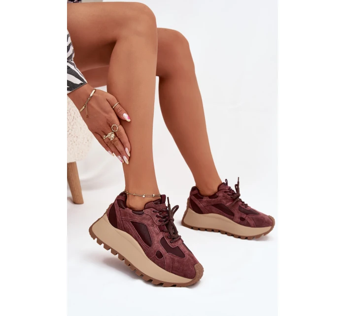 Kožené Sneakersy Na Platformě Dámské Big Star model 21705723 HIPOLY SYSTEM Bordové - Big Star Shoes