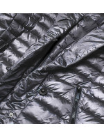 Dámska bunda v oceľovej farbe s kožušinovým golierom (J9-008)