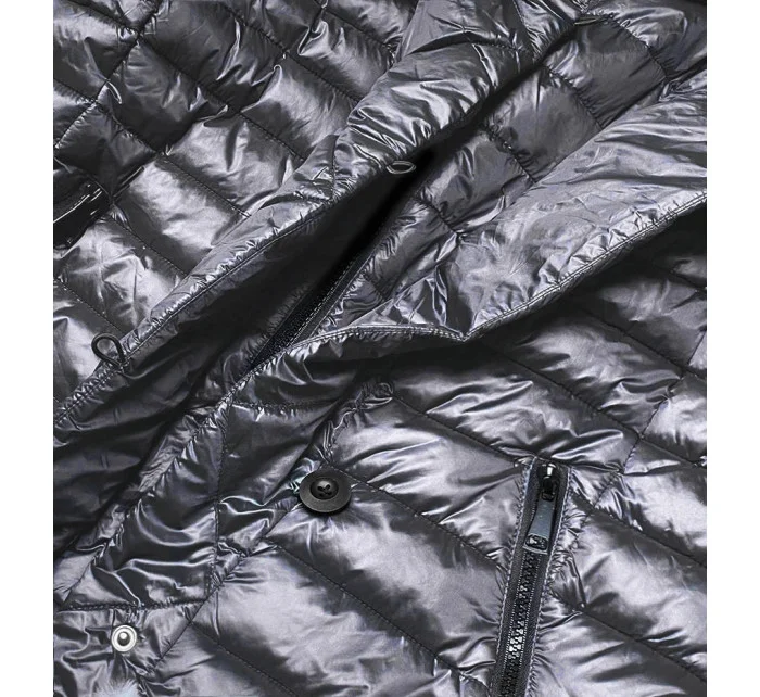 Dámská bunda v ocelové barvě s límcem model 15856133 - Ann Gissy Dámská bunda v ocelové barvě s límcem model 15856133 - Ann Gissy