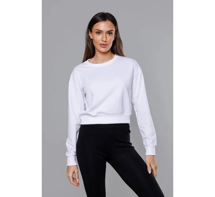 Dámska tenká krátka mikina biela (8B938-1)