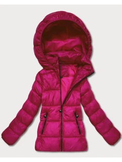 Dámska prešívaná zimná bunda s dĺžkou po boky fuchsiová (T3-2656#-17)