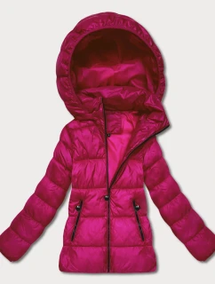 Dámska prešívaná zimná bunda s dĺžkou po boky fuchsiová (T3-2656#-17)