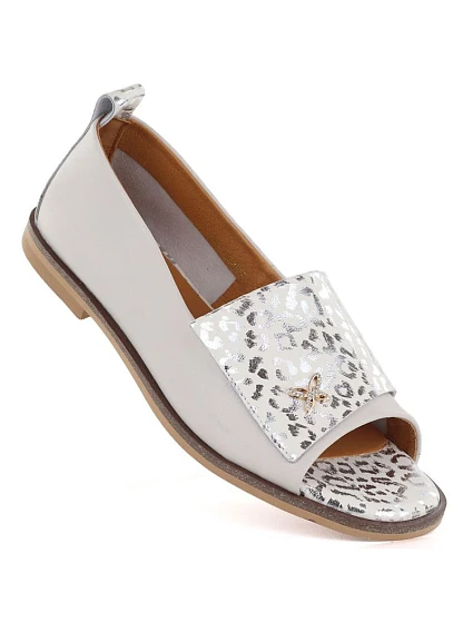 Dámská kožená obuv s otevřenou špičkou béžová model 22116480 - Potocki