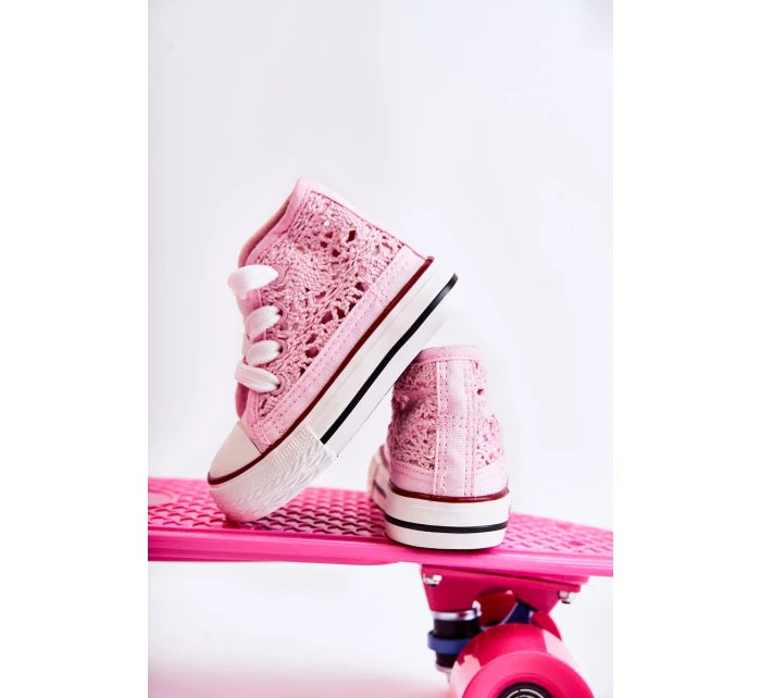 Dziecięce Wysokie Trampki Różowe Mona Dziecięce Wysokie Trampki Różowe Mona