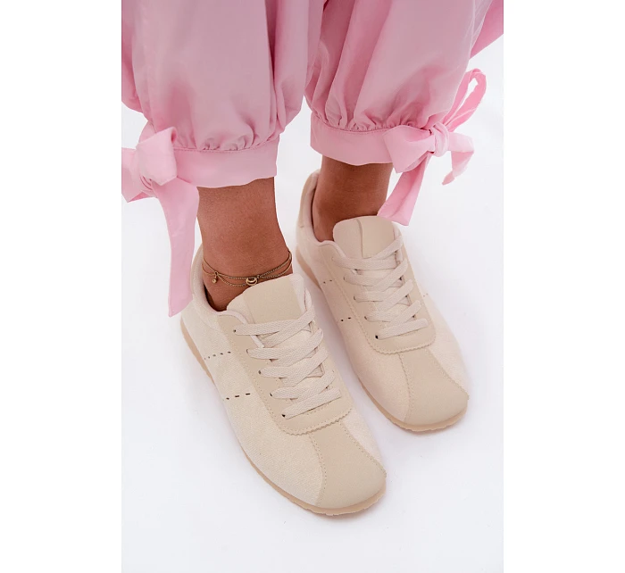 Dámské tenisky z eko semiše nízké světle béžové Melvelin