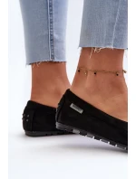 Dámske mokasíny z eko semišu Black Amrutia Dámske mokasíny z eko semišu Black Amrutia