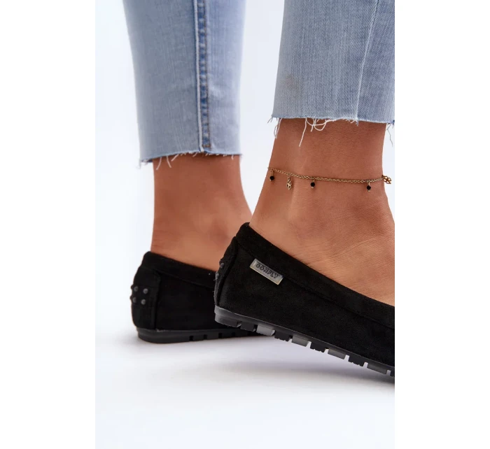 Dámske mokasíny z eko semišu Black Amrutia Dámske mokasíny z eko semišu Black Amrutia