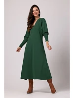 Maxi teplákové šaty B267 trávovo zelené - BWear