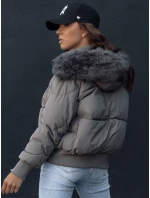 Dámská prošívaná zimní bunda s kožešinou tmavě šedá Dstreet model 21979218 - FashionStreet