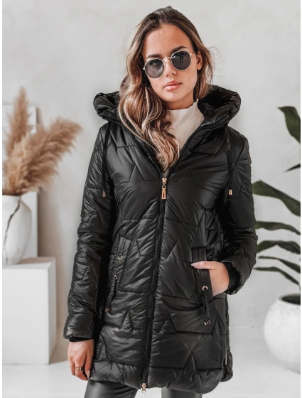 Dámská prošívaná zimní bunda s kapucí černá Dstreet model 21991300 - FashionStreet