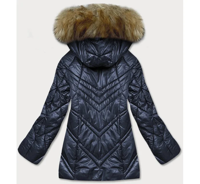 Dámska prechodná bunda s kapucňou tmavomodrá (H-97)