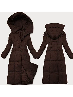 Dámska zimná bunda s opaskom J Style chocolate (5M3227-158)