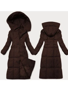 Dámska zimná bunda v čokoládovej farbe s opaskom J Style (5M3227-158)