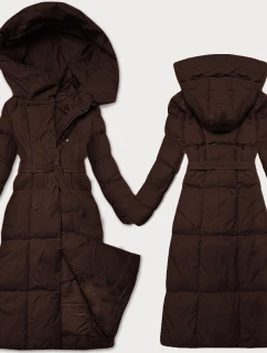 Dámska zimná bunda v čokoládovej farbe s opaskom J Style (5M3227-158)