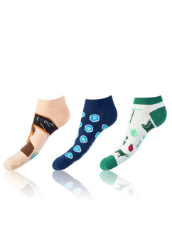 Zábavné nízke crazy ponožky unisex v sete 3 páry CRAZY IN-SHOE SOCKS 3x - BELLINDA - tmavo modrá