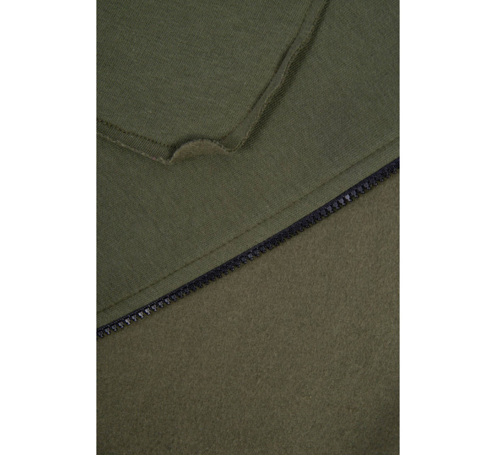 Zateplená mikina s predĺženým chrbtom a vreckami khaki farby