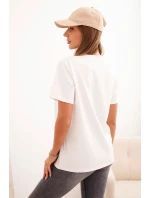 Dámská bavlněná blůza model 21308409 střihu ecru - K-Fashion Dámská bavlněná blůza model 21308409 střihu ecru - K-Fashion