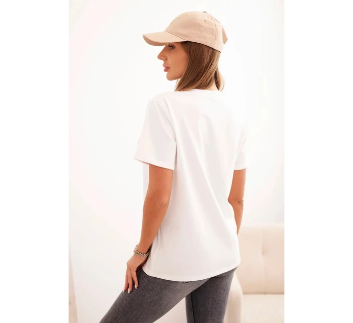 Dámská bavlněná blůza model 21308409 střihu ecru - K-Fashion Dámská bavlněná blůza model 21308409 střihu ecru - K-Fashion