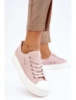 Niskie Sznurowane Tenisówki Big Star LL274970 Nude