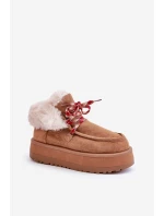 Nízké Dámské Sněhule Na Platformě S Kožíškem Camel model 21679266 - Boto