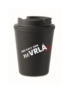 BEZ KÁVY JSEM NEVRLÁ - černý termohrnek 300 ml