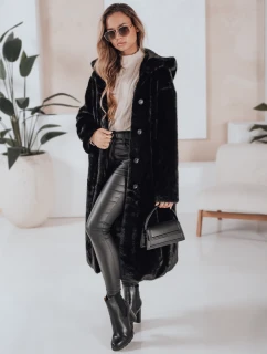 Dámsky kožuch HELLOCHIC dlhý čierny FashionStreet TY4986
