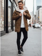 Pánská zimní bunda parka s kapucí tmavě béžová Dstreet model 21995071 - FashionStreet Pánská zimní bunda parka s kapucí tmavě béžová Dstreet model 21995071 - FashionStreet