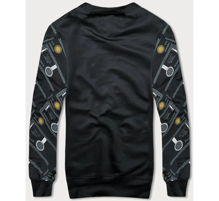 Čierna pánska mikina s potlačou (8B1110-3)