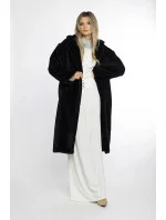 Dámsky čierny plyšový kabát Ann Gissy (AG1-J9172)