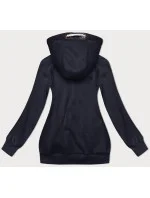 Tmavomodrá jednofarebná dámska mikina na zips (2311)