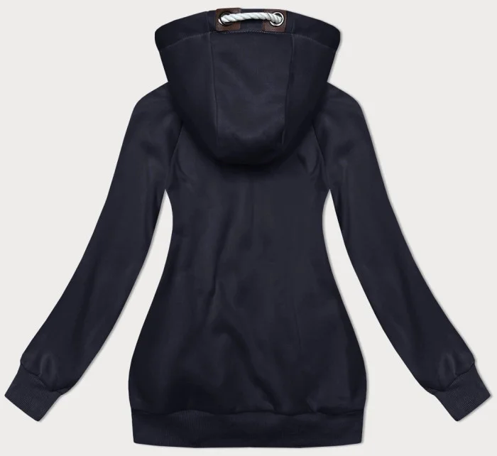 Tmavomodrá jednofarebná dámska mikina na zips (2311)