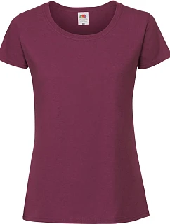 Fruit of the Loom Lady-Fit Iconic 195 T Dámske tričko z hrubšej bavlny 16.1424 bordová