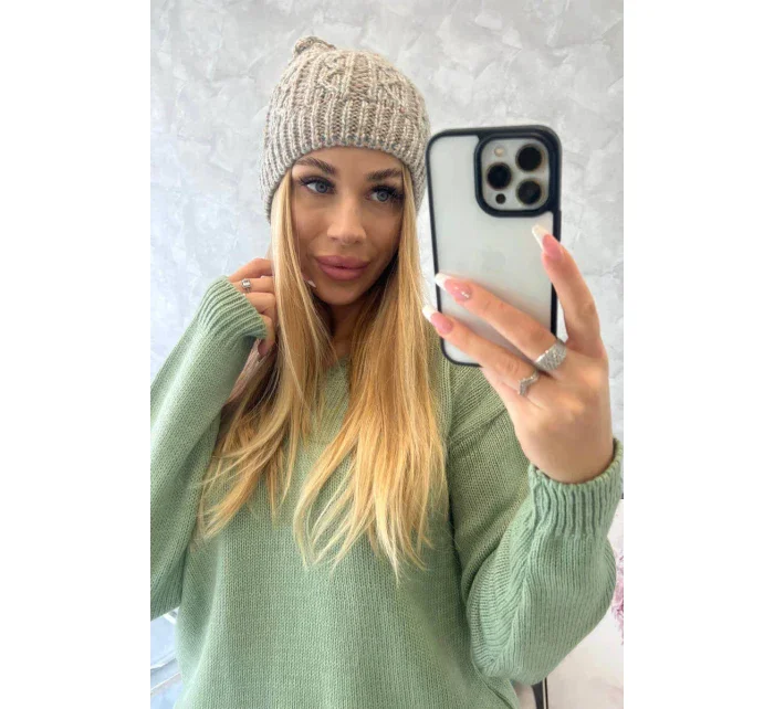 Fleecová čiapka Melisa K241 beige+grey