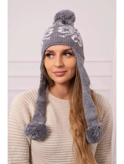 Dámská klapka na uši tmavě šedá model 20536191 - K-Fashion Dámská klapka na uši tmavě šedá model 20536191 - K-Fashion