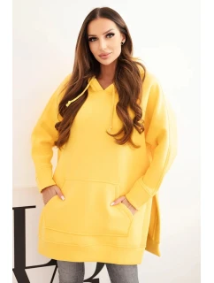 Zateplená mikina s rozparky na bocích žlutá