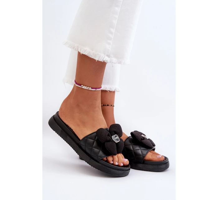 Klapki Damskie Z Ozdobą Na Niskiej Platformie Czarne Cedrella Klapki Damskie Z Ozdobą Na Niskiej Platformie Czarne Cedrella
