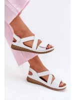 Skórzane Sandały Damskie Na Rzep Maciejka L6848-11 Białe