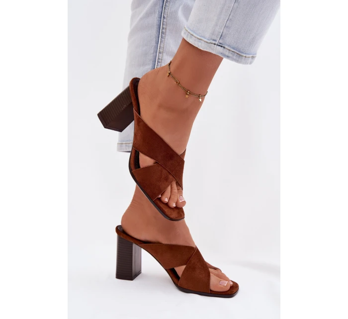 Dámské sandály na podpatku hnědé Denessa
