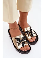 Kožené dámské pantofle s ozdobou model 22133798 Zlaté - S.Barski