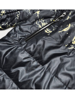 Čierna dámska bunda s potlačou (7769)