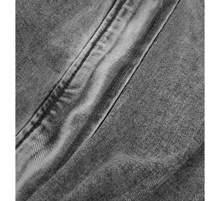 Dlouhá černá dámská džínová bunda s kapucí model 18242897 - Re-Dress