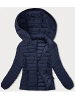 Tmavě modrá dámská prošívaná bunda s kapucí model 18930910 - J.STYLE