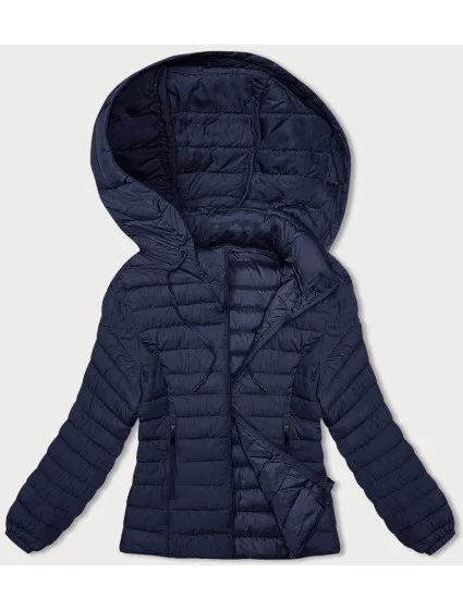 Tmavě modrá dámská prošívaná bunda s kapucí model 18930910 - J.STYLE