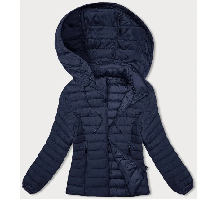 Tmavě modrá dámská prošívaná bunda s kapucí model 18930910 - J.STYLE