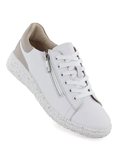 Dámske kožené poltopánky so zipsom biele Potocki JE19402