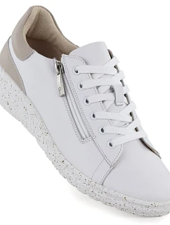 Dámske kožené poltopánky so zipsom biele Potocki JE19402