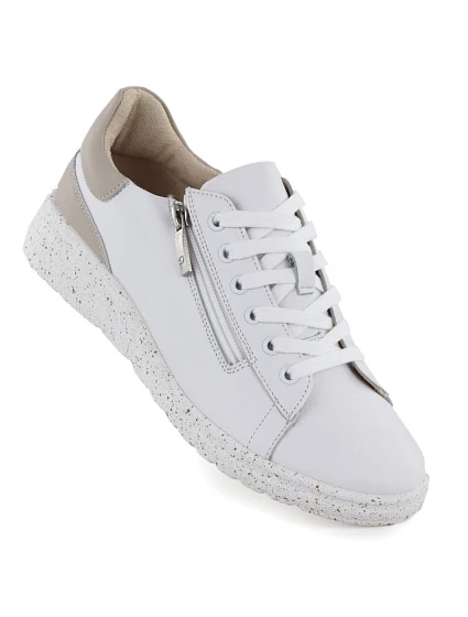 Dámske kožené poltopánky so zipsom biele Potocki JE19402