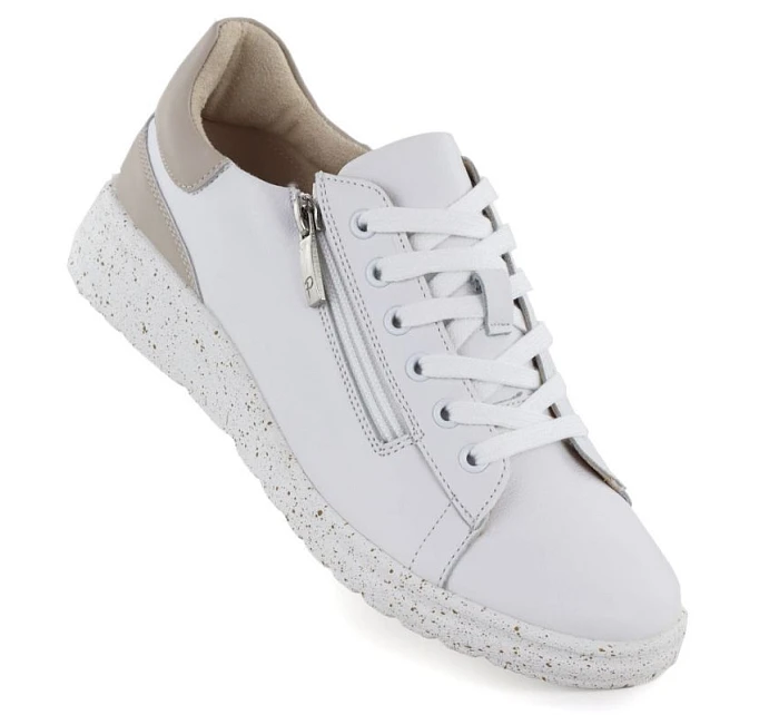 Dámske kožené poltopánky so zipsom biele Potocki JE19402